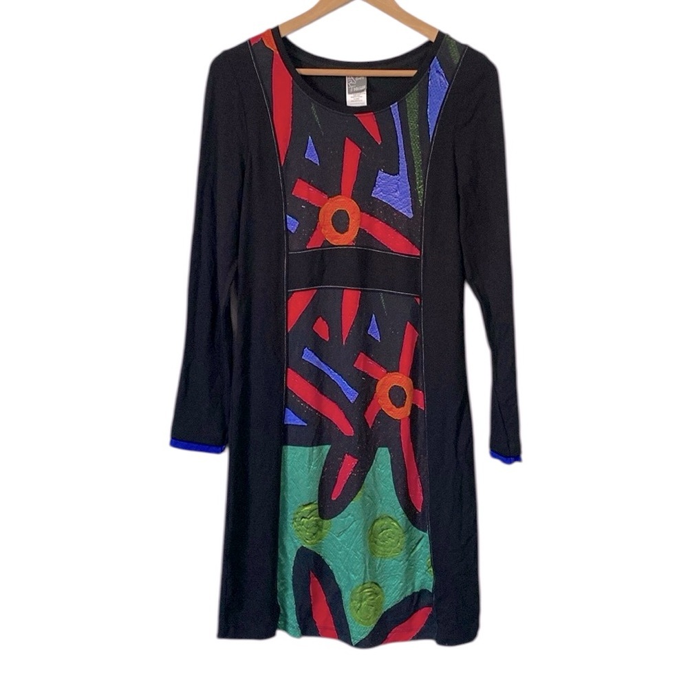 Simply Art Dolcezza Colorful Abstract Pattern artisan Dress size XS black red